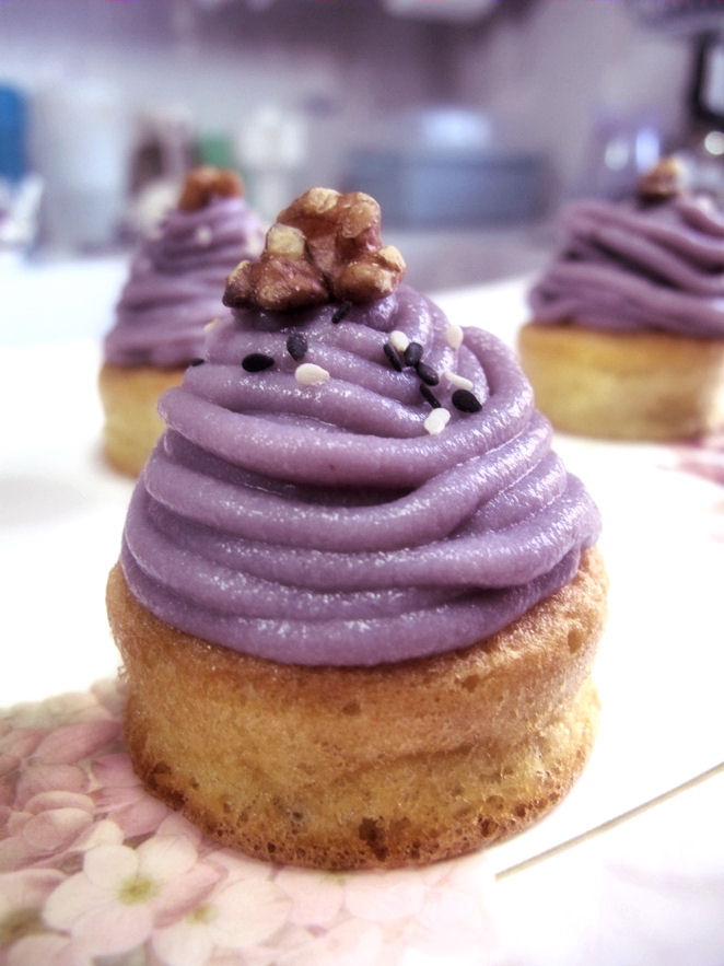 Foodiva's Kitchen: Mont Blanc-Inspired Purple Sweet Potato Cakelets