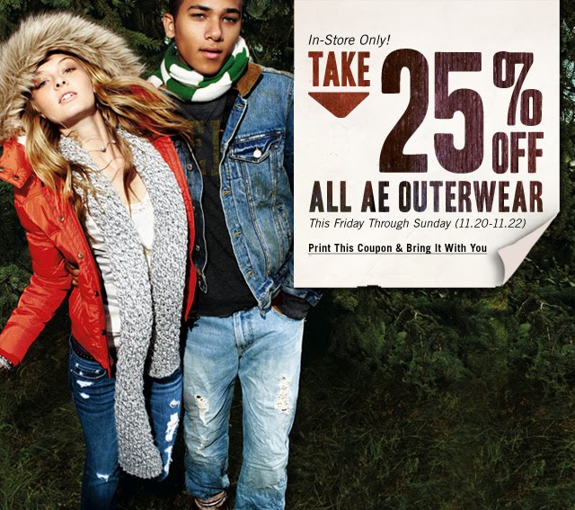 American Eagle 25% off Outwear Coupon