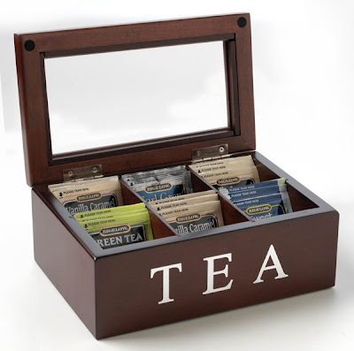 Tea caddy from Mark Feldstein and Associates holds tea bags