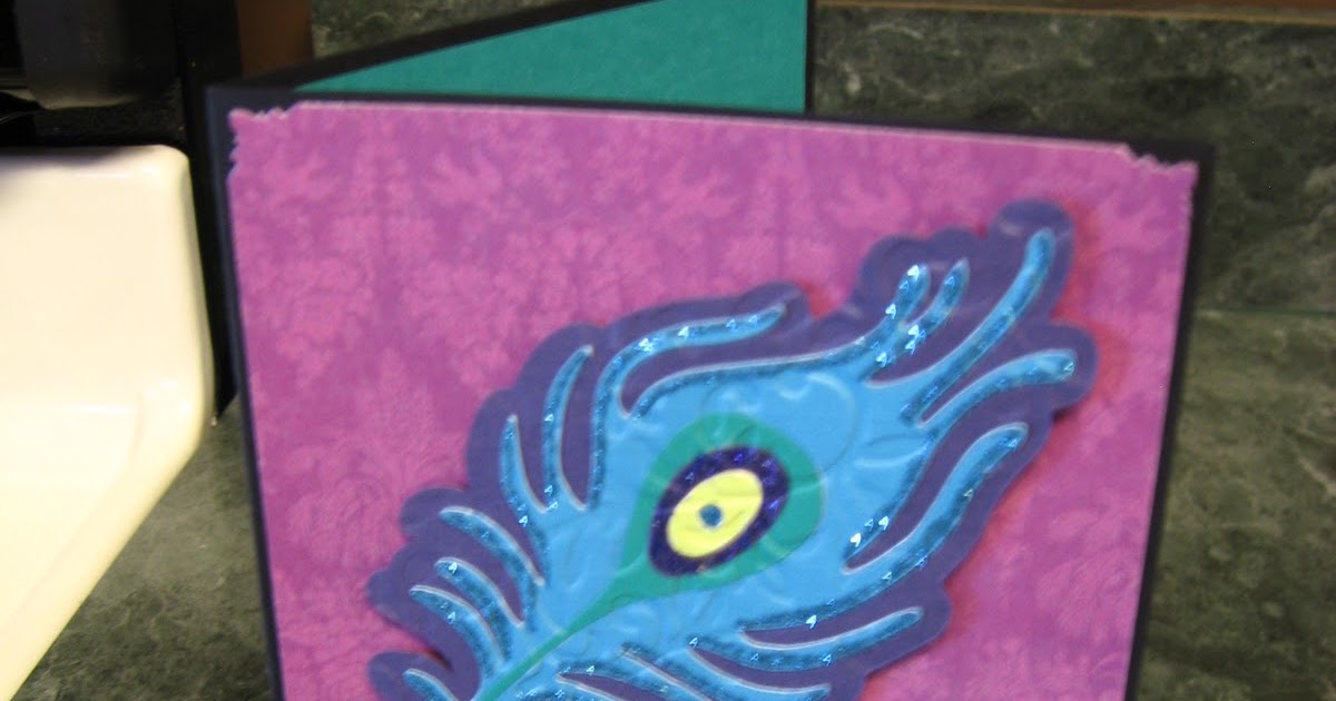 Cricut Crazed Lady Peacock Feather Greeting Card
