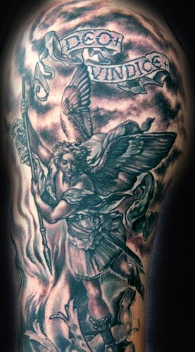 Tattoos For Men: Angel arm rose tattoos for men on arm. Tattoos For Men: Angel arm