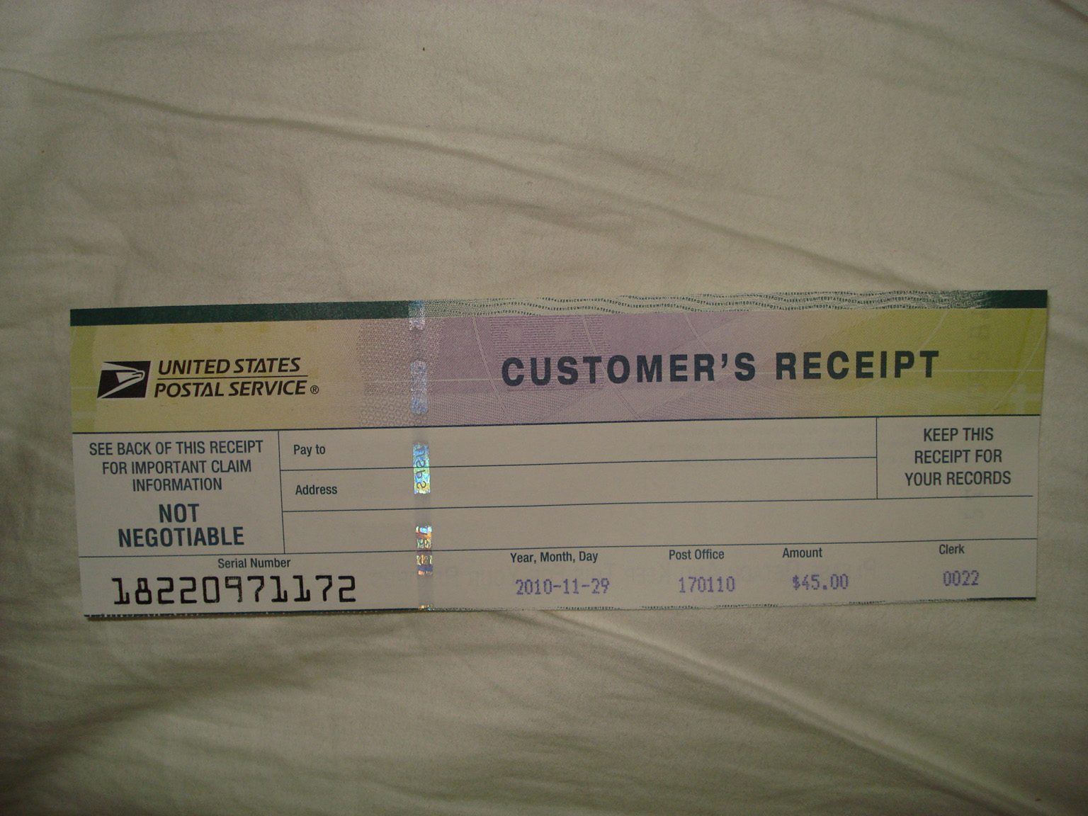 Track Postal Money Order Serial Number