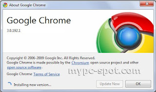 Update Google Chrome in Progress