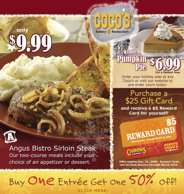Restaurant Coupons Coco's 50 Off
