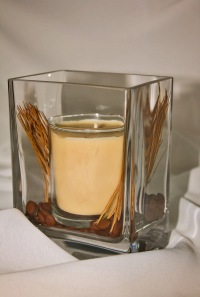 "Cornered pine and seeds" natural candle