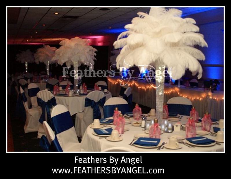 Feathers By Angel has very unique feather wedding centerpieces for you event