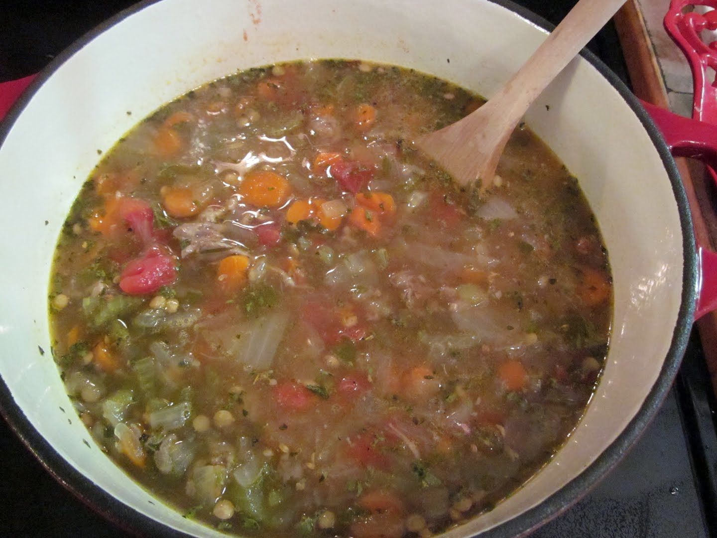 h*t I Bake Lentil Soup made with Homemade Lamb Stock