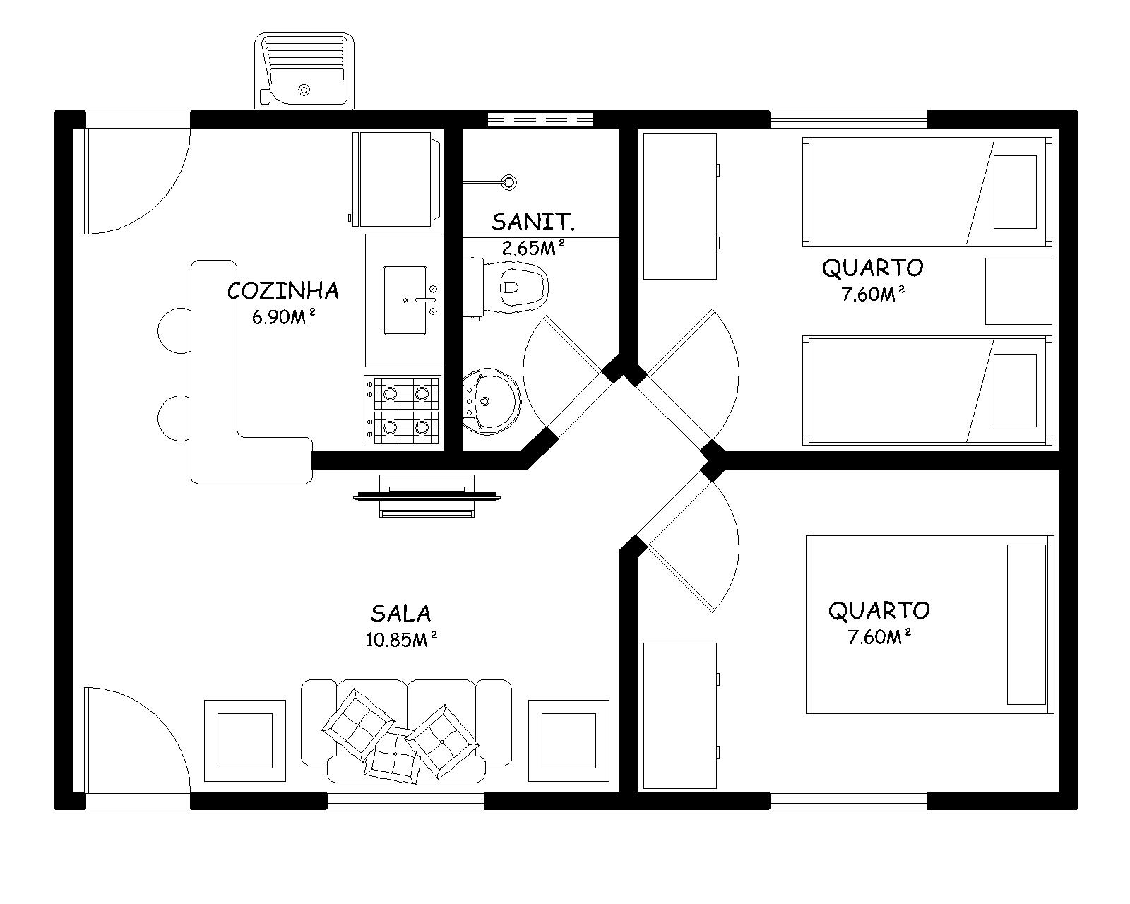 #666666 PROJETOS PRONTOS: CASA COM 40 m² TERRENO 12mx10m R$ 250 00 1600x1280 px Projetos De Casas Com 3 Quartos Sala Cozinha E Banheiro #167 imagens