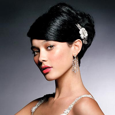 African American Wedding Hairstyles Hairdos Updo with flowers and 