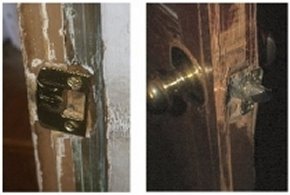 Doors rammed and jimmied at locks