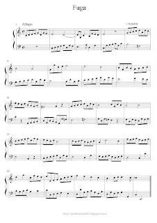 partitura de piano gratis de Johann Pachelbel Fuga