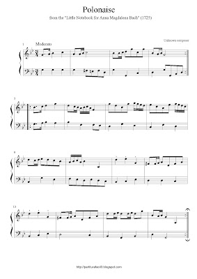 Partitura de piano gratis de Johann Sebastian Bach: Polonaise