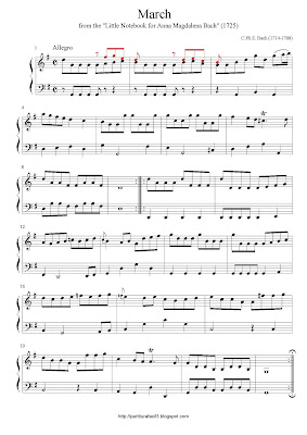 Free easy piano sheet music of Johann Sebastian Bach: March (From Little Notebook for Anna Magdalena Bach)