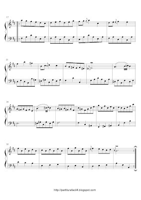 Partitura gratis de Johann Sebastian Bach: Menuet (4 movimiento French Suite No.3)