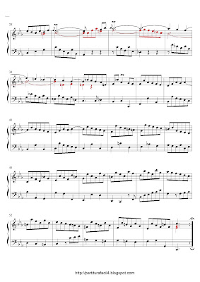 Partitura gratis de Johann Sebastian Bach: Courante (Segundo movimiento French Suite No.2)