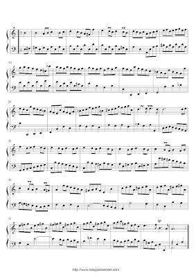 Partitura de piano gratis de Johann Sebastian Bach: Bouree, Suite No.2 (BWV 807)