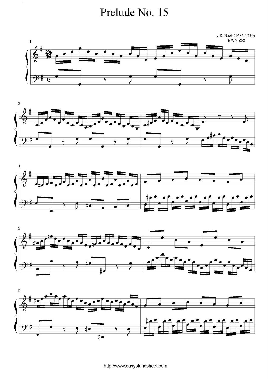 Partitura Facil Aprende Piano Gradualmente Johann Sebastian Bach