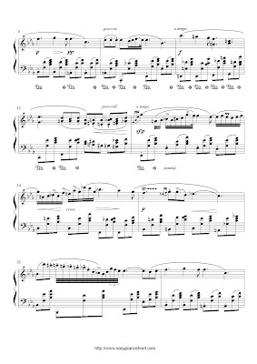 Partitura de piano gratis de Fryderyk Chopin: Nocturno (Sonata Op 9. No.2)