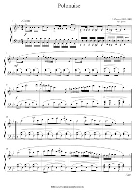 Partitura de piano gratis de Fryderyk Chopin: Polonesa (Op. postuma)