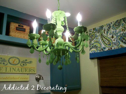 apple green painted chandelier, plastic chandelier