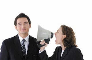 woman with a megaphone