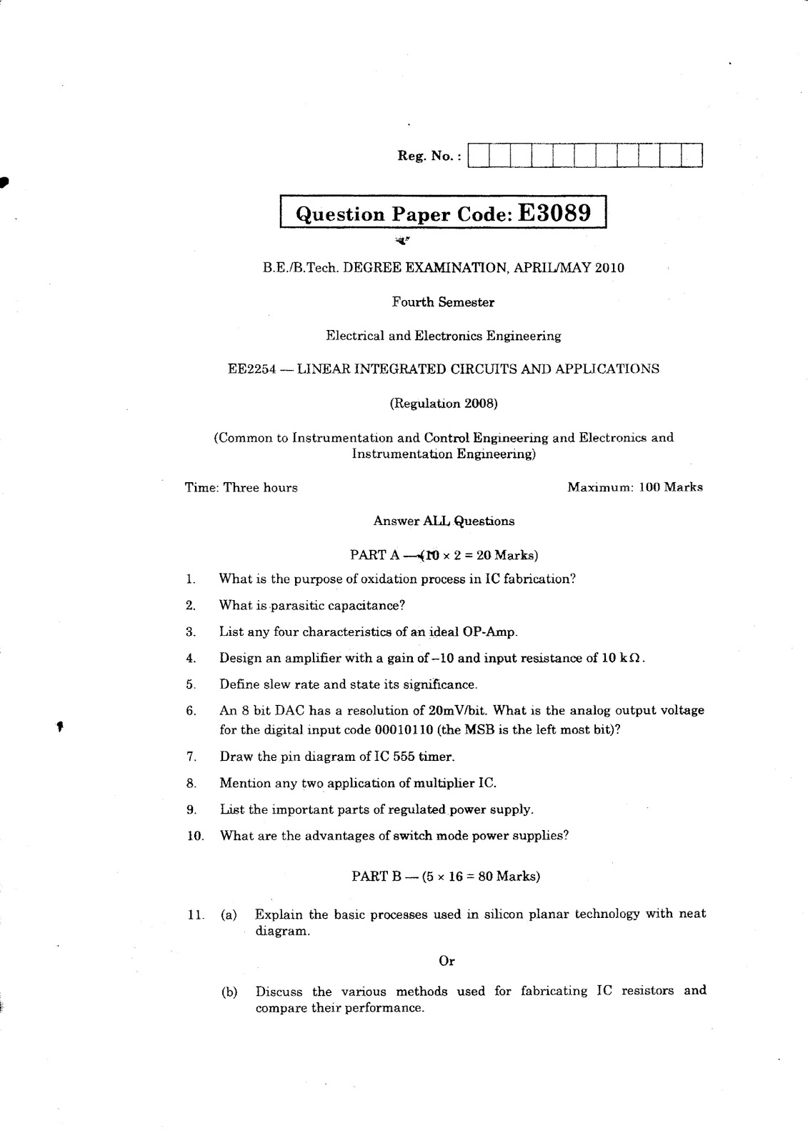 ANNA UNIVERSITY QUESTION BANK LINEAR INTEGRATED CIRCUITS AND APPLICATIONS