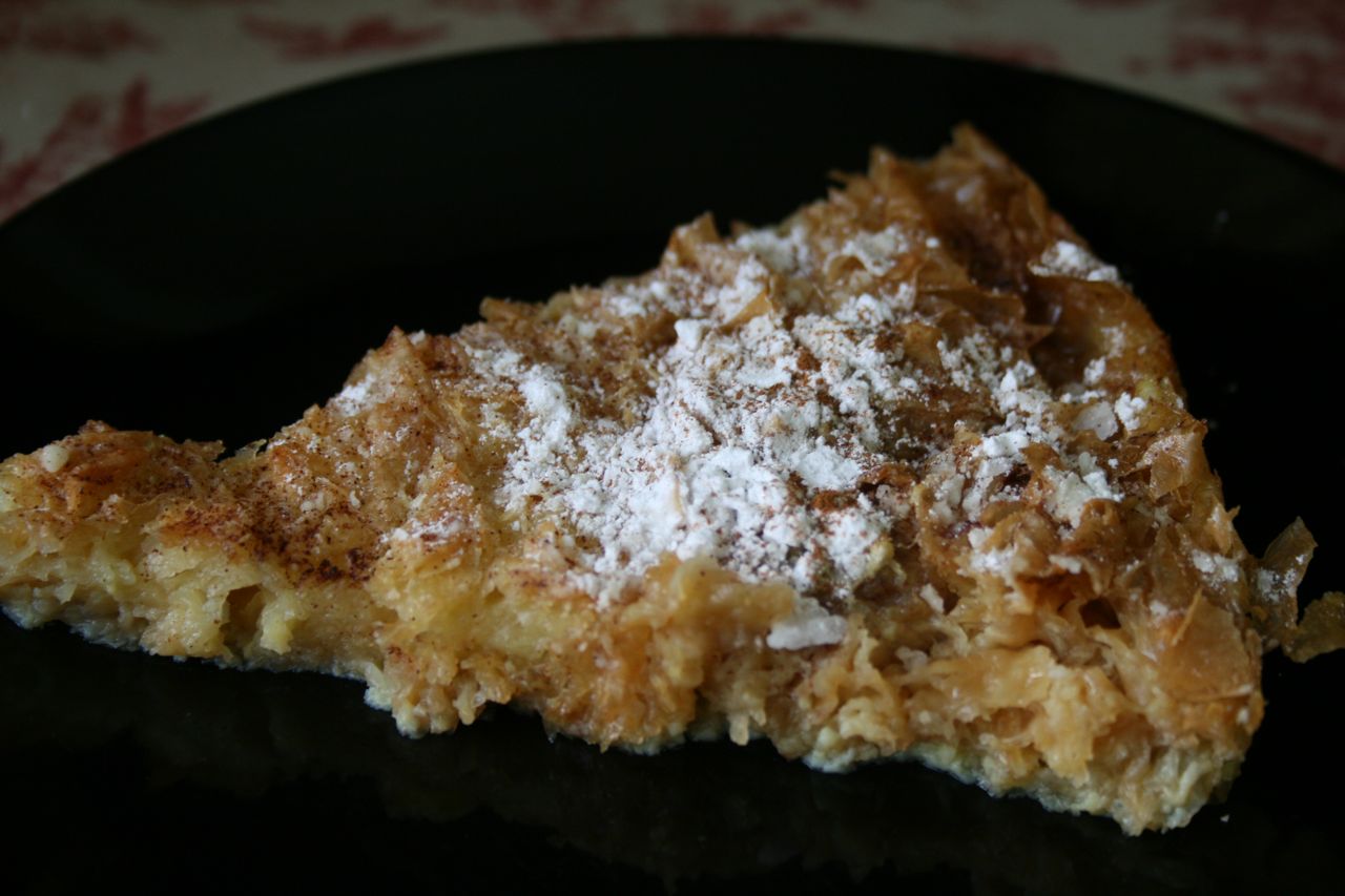 Recipe Shoebox Phyllo Custard Pie (or Ruffled Milk Pie)