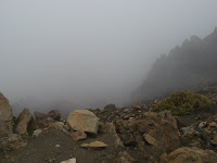 looking into the crater (stupid fog...)