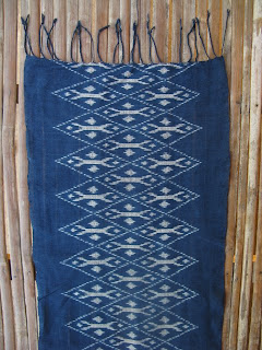 handwoven cotton indigo mudmee scarf from Thailand