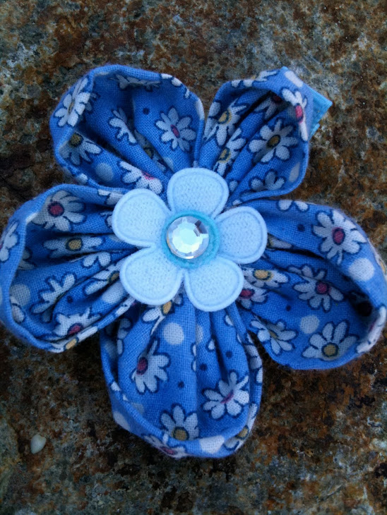 blue fabric flower