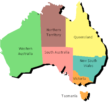 A map over Australia