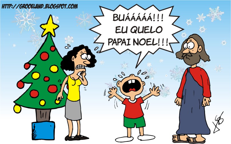 fofo papai noel em pé e dizendo ho ho ho cartoon ilustração