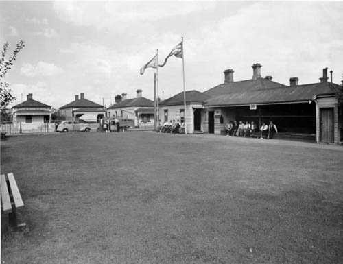 Footscray Trugo Club (with its open pavilion) in the late 1940s