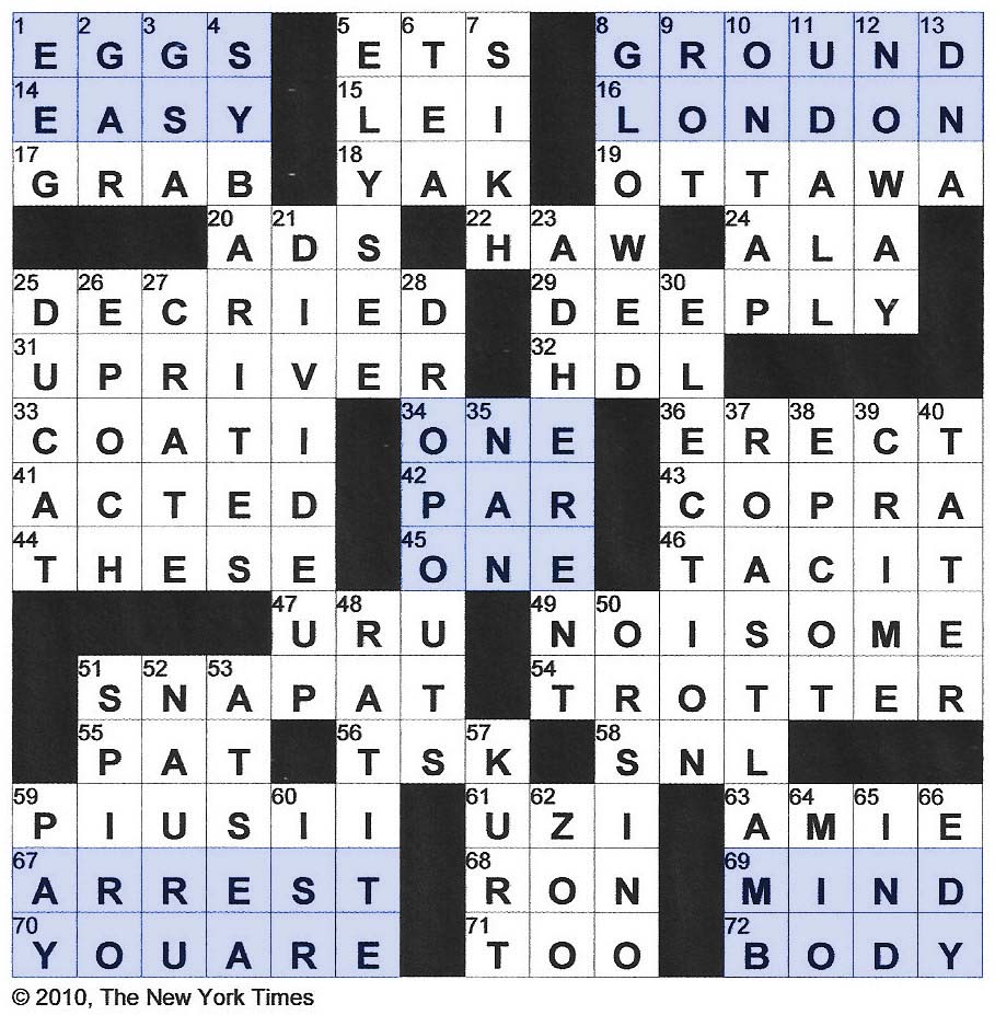 The New York Times Crossword in Gothic 07.01.10 — Over and Under