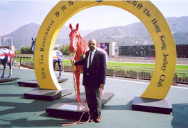 Author/Backpacker Rudolph.A.Furtado posing with a "Dummy race-horse" for "Tourist photograph ".