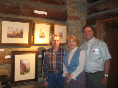 The Laycocks purchased Roland Lee painting Emerald Falls at the Footsteps of ThomasMoran Plein Air Exhibit