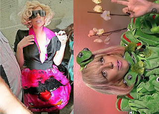Lady Gaga Wears Muppet - Elmo (left), Kermit the Frog (right) Lady Gaga Wears Muppet