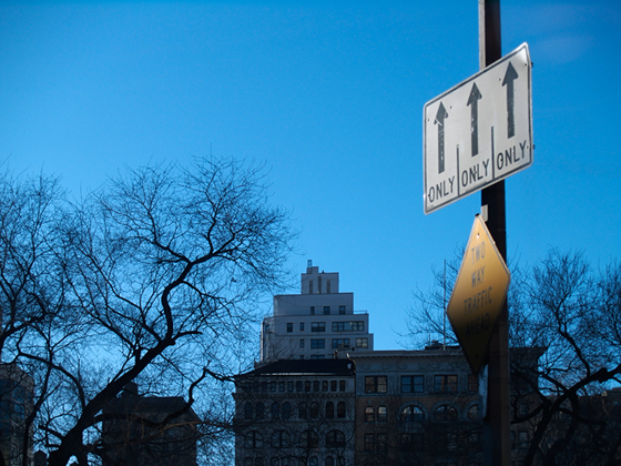 the only way is up, street sign, union square, new york - photo by joselito briones