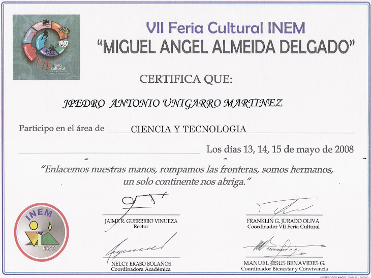 Certificado de Participación en Feria INEM 2008