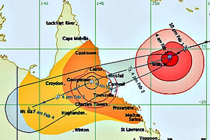Above: Predicted path of Cyclone Yasi Although meteorologists try and 