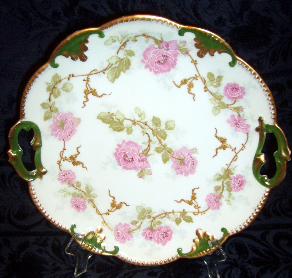maxwellvintage Klingenberg Limoges Rose Plate with Gold Handles