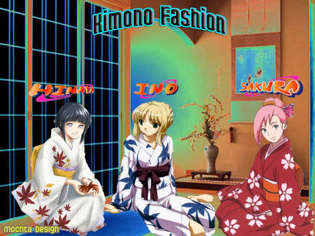 sakura, hinata, ino, kimono fashion