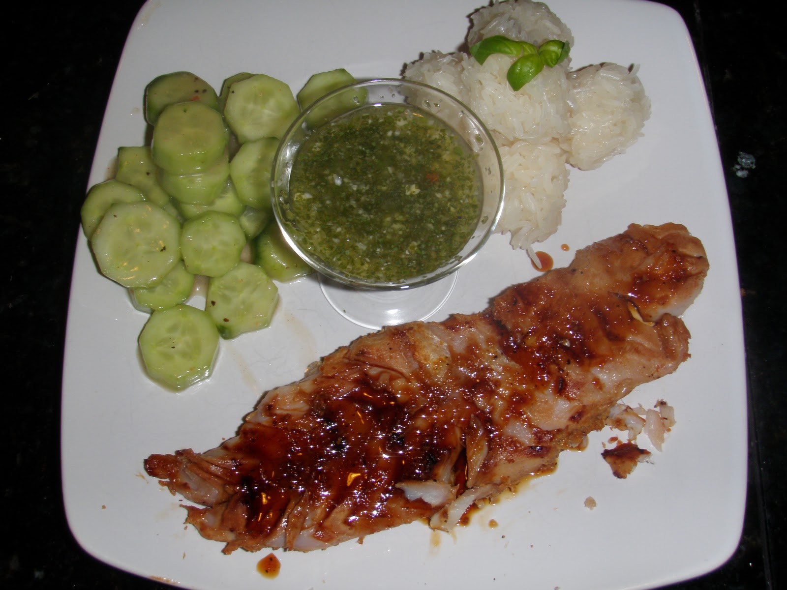 Mom, What's For Dinner? Thai White Fish with Sticky Rice and Dipping Sauce