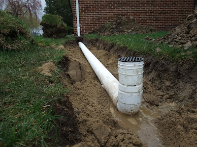 sand backfill, roof drain, materials, pvc pipe, cap