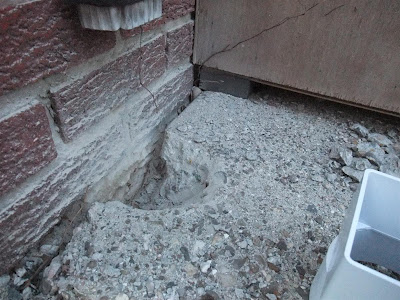 install drain pipe, concrete slab, gutter