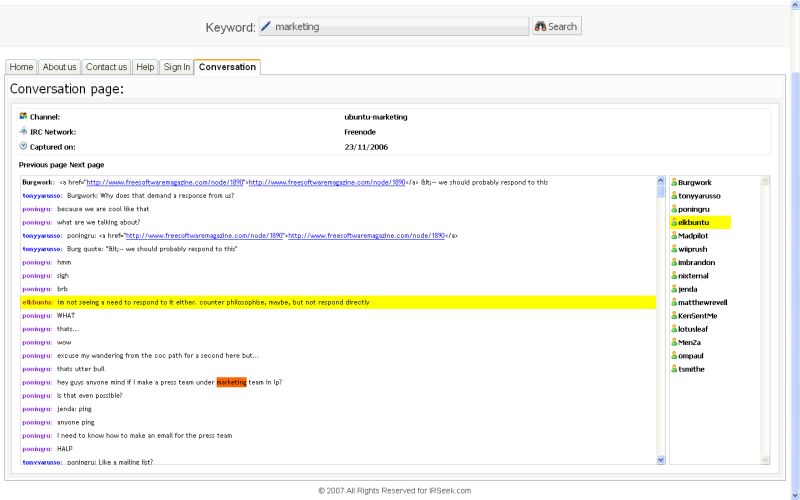 IRC Search Engine