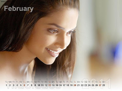 New Year 2011 Calendar, Deepika Padukone Desktop Wallpapers