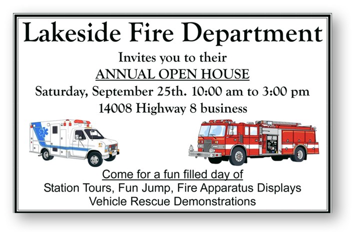 Lakeside Fire District Lakeside Fire To Hold Open House