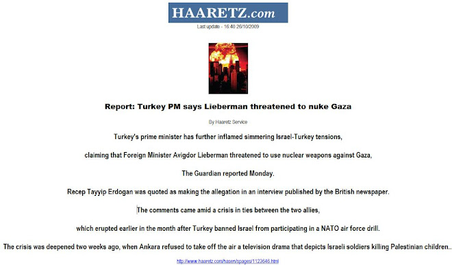 Report: Turkey PM says Lieberman threatened to nuke Gaza