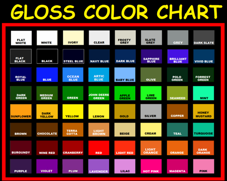 De La Design Vinyl color charts